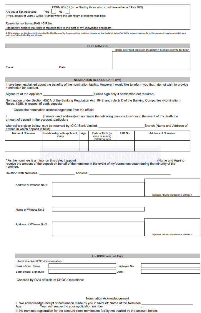 ICICI Zero Balance Account Opening Online