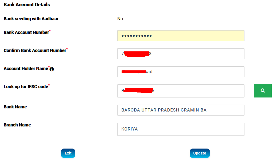 How to correct account details in E shram CArd?