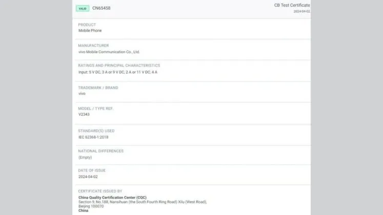 Vivo Y38 5G Bluetooth SIG Listing